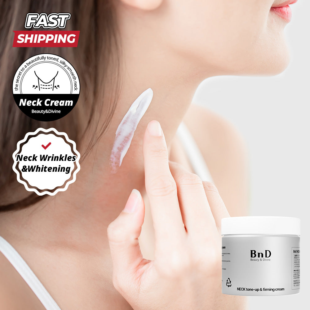 Model applying BnD Neck tone up cream
